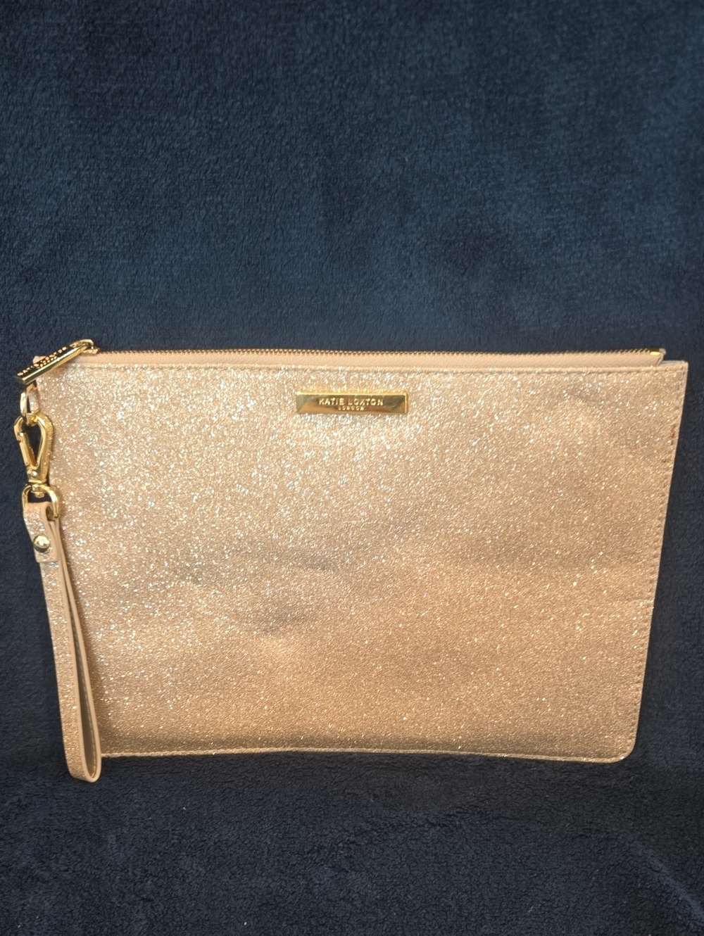 KATIE LOXTON Rose Gold Stardust Glitter Extra Large Wristlet